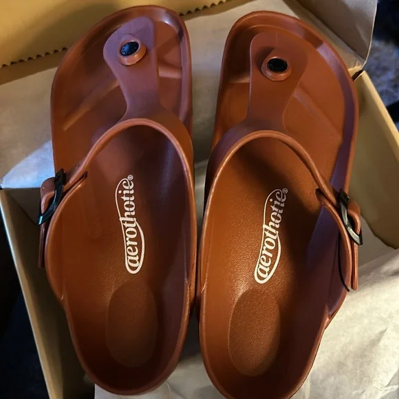 Aerothotic comfort sandals Women 10 burnt orange NIB - Picture 2 of 5